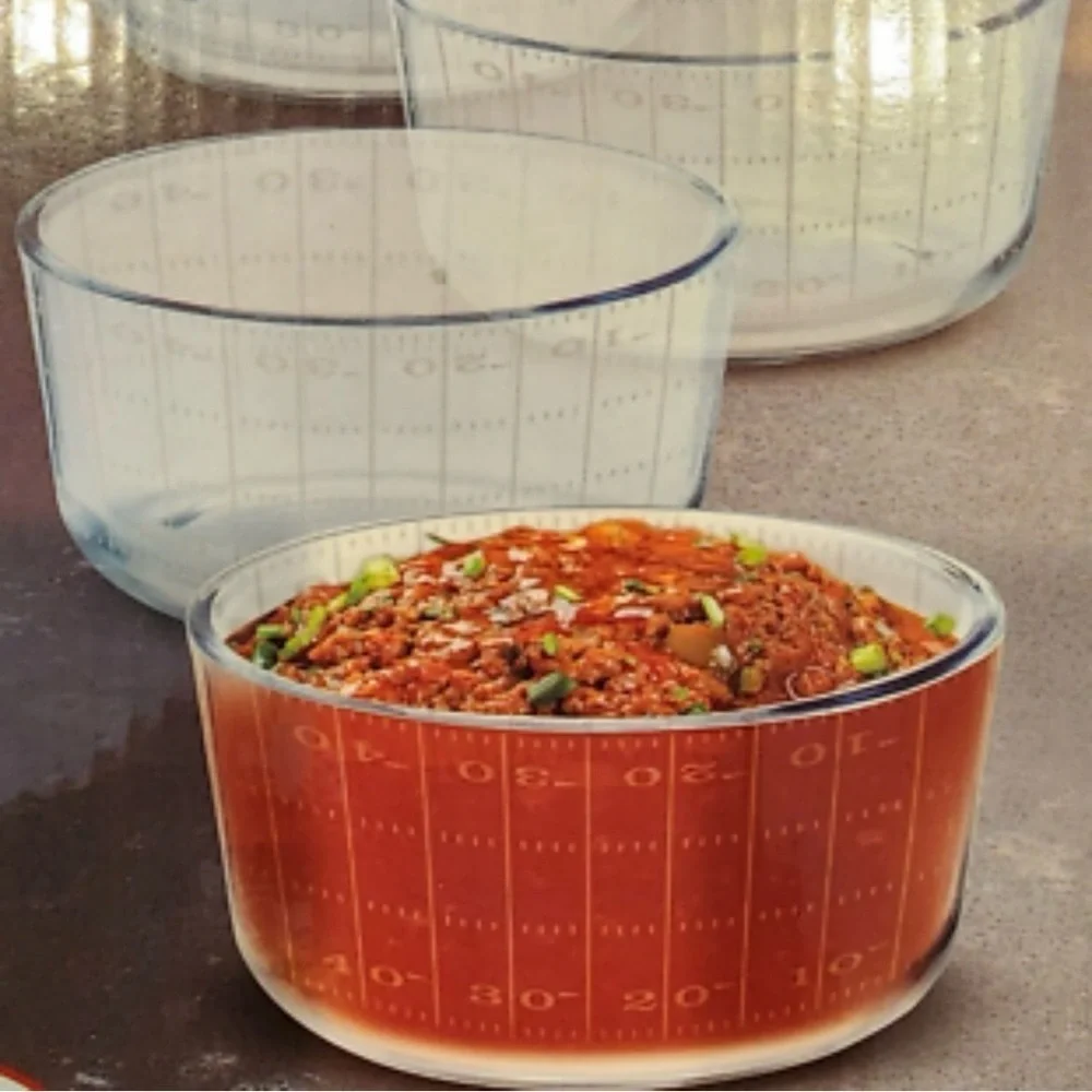 NIB! Benevolence 4 Glass Chili Bowl Set Football Themed